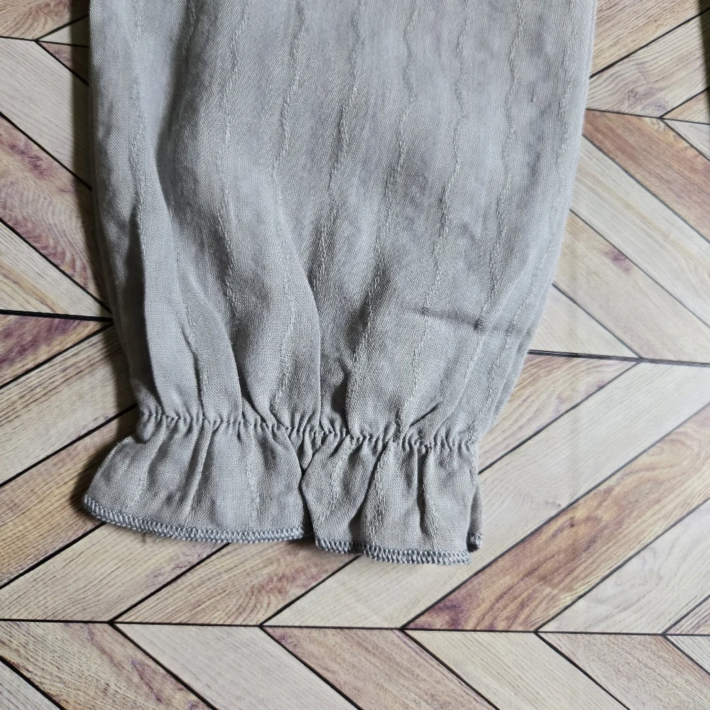 Boho Linen-Blend Paperbag Waist Jogger Ruffle Hem Harem Pant Baby Boy Girl 9-12M